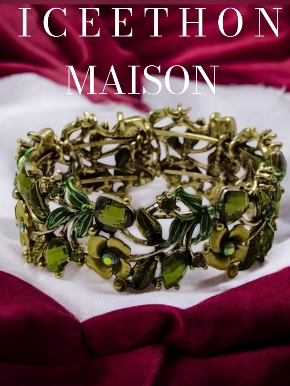 ICEETHON MAISON | Black Label Green Apple Crystal Bracelet - Silver Tone Luxury